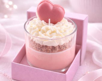 Candela da dessert Macaron – Pezzo decorativo fatto a mano con nota di vaniglia