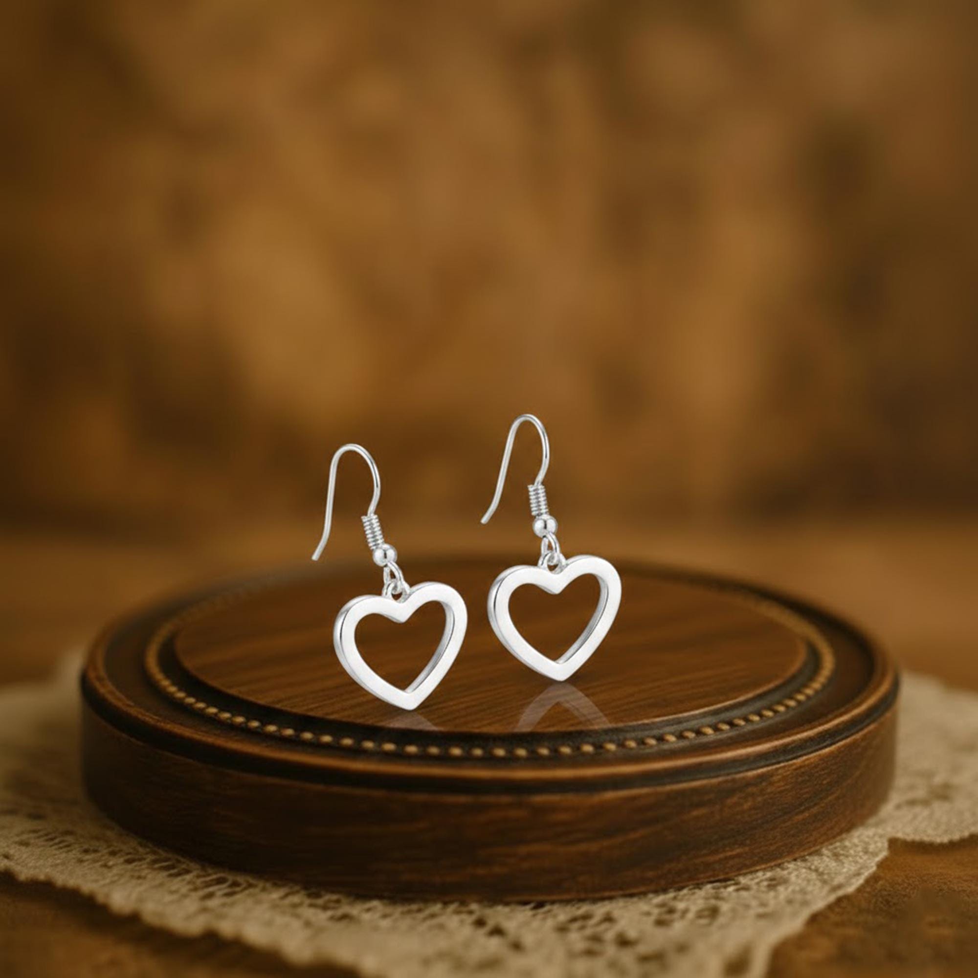 Orecchini Pendenti A Cuore Aperto Philip Jones - Placcati Oro Con Cristalli Zirconia - Eleganti