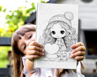 Girl Coloring Pages Printable • Kawaii Book • 10 Pages • A4 PDF • Instant Download