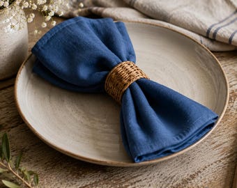Decoración de mesa estilo casa de campo, mantelería rústica, servilletas de lino ecológicas, servilletas lavables para la cena, decoración de mesa para el día a día, servilletas de mesa hechas a mano.