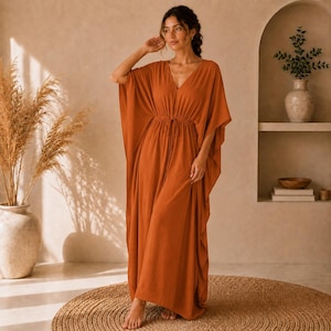 boho terracotta dress Bohemian Maxi Dress Terracotta Breeze Flowy Summer Dress in Pink a Wild Rose Boho