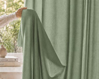 Panel de cortina de lino verde salvia, cortina semitransparente para ventana, cortina estilo casa de campo, cortina ligera, decoración rústica para el hogar, cortina estilo boho para sala de estar