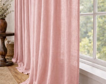 Blush Rosa Leinen Vorhang Panel, Weiche schiere Fenster Vorhänge, Licht Filterung Natürlichen Stoff Vorhang, Elegante Wohnzimmer Schlafzimmer Dekor |