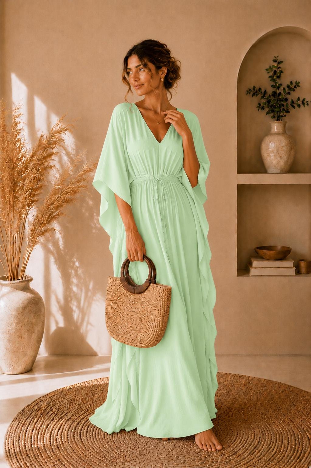 mint green grecian dress Mint Green Maxi Floor Length Formal Prom Evening Dress EN5610 Size 22W / Green
