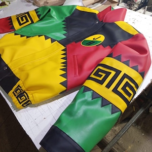 Handmade Martin Lawrence Inspired Multicolor Faux Leather Jacket | Retro 90s Style Jacket image 6