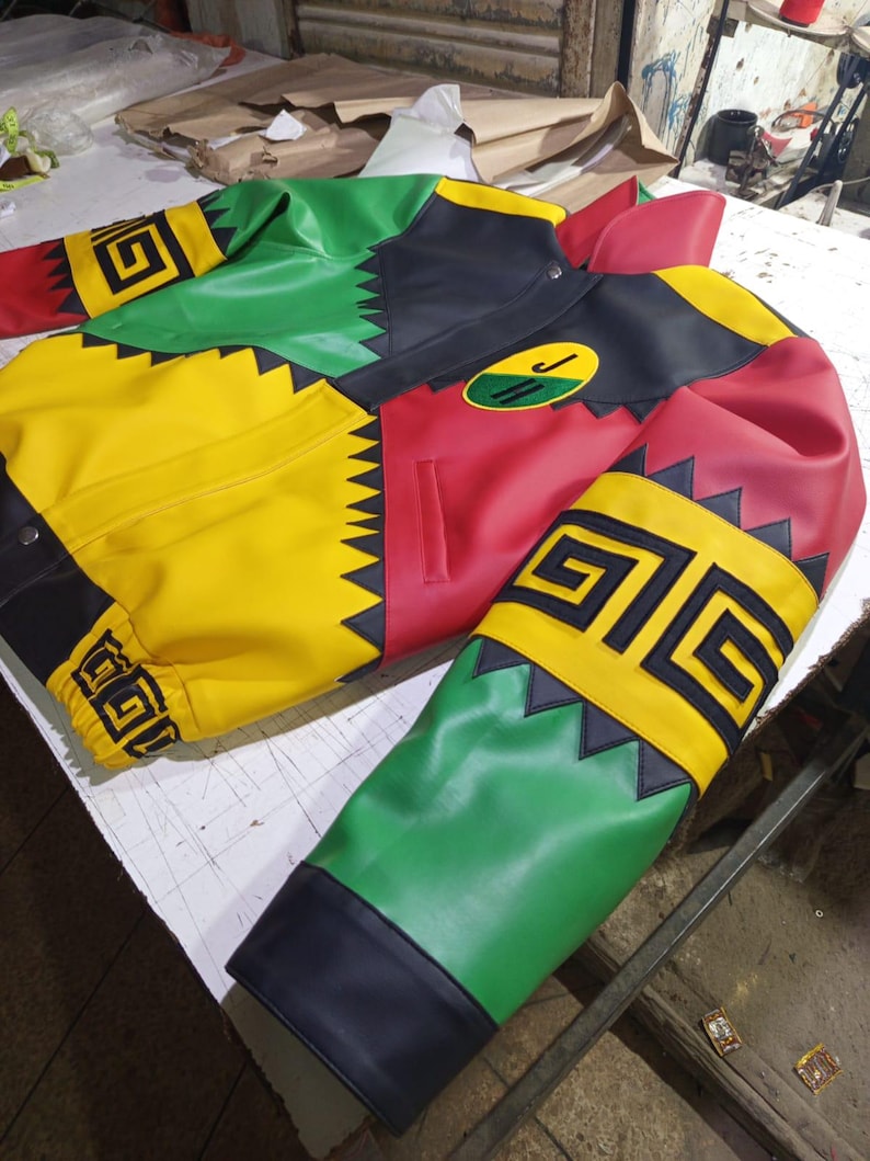 Handmade Martin Lawrence Inspired Multicolor Faux Leather Jacket | Retro 90s Style Jacket image 6