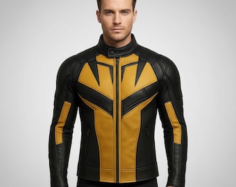 Handmade Wolverine Inspired Leather Jacket | X‑Men Cosplay Costume | Black Faux Leather Biker Jacket
