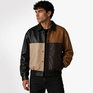 Nomad Patchwork Faux Leather Jacket | Unisex Vintage Streetwear Jacket