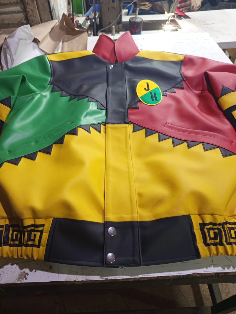 Handmade Martin Lawrence Inspired Multicolor Faux Leather Jacket | Retro 90s Style Jacket image 5