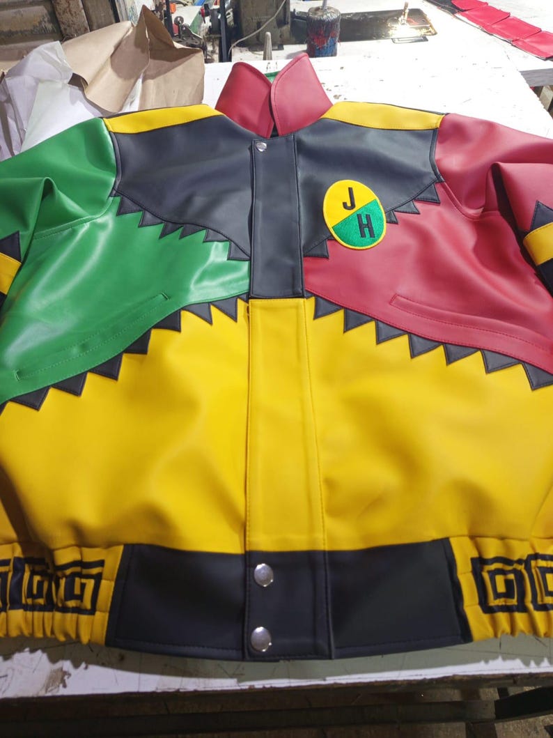 Handmade Martin Lawrence Inspired Multicolor Faux Leather Jacket | Retro 90s Style Jacket image 8