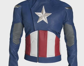 Chaqueta de piel sintética del Capitán América hecha a mano / Cosplay de Avengers Endgame