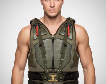 Handmade Bane Dark Knight Rises Inspired Faux Leather Vest | Military Style Costume Cosplay Vest