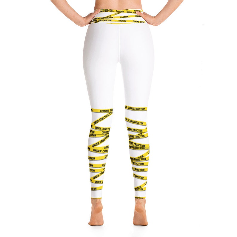 White Under Construction Yoga Leggings