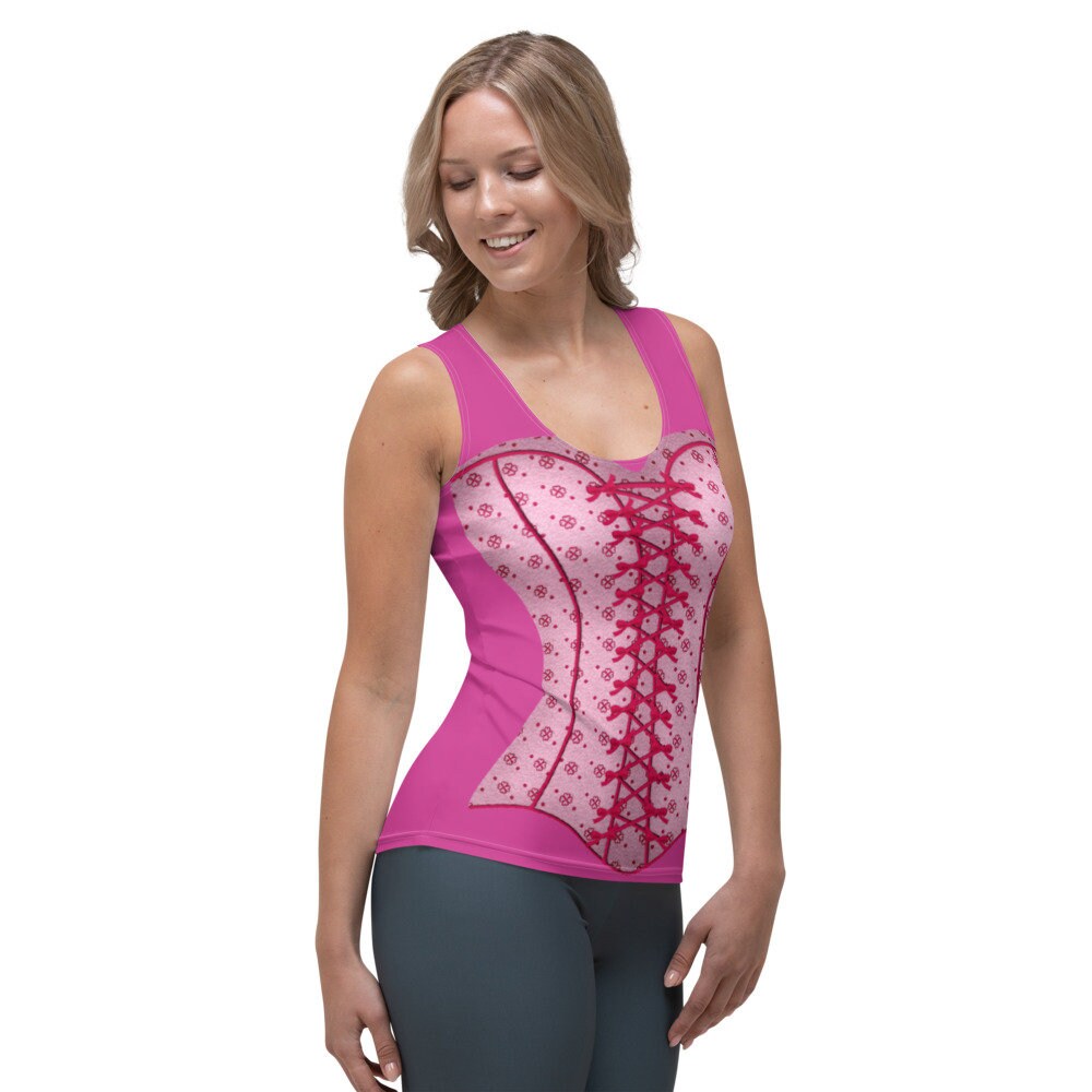 Look of Light Pink Corset con diseño de acento rojo y rosa Etsy