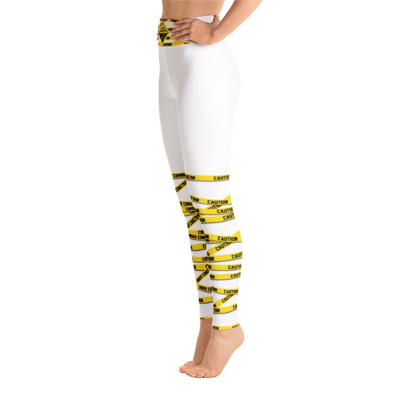 White Under Construction Yoga Leggings
