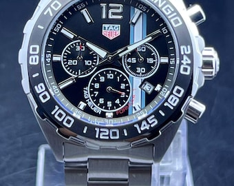Vintage TAG Heuer Formula 1-chronograaf herenhorloge met zwarte wijzerplaat, werkend horloge