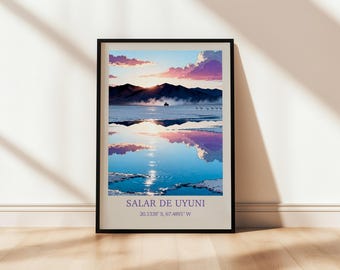 Salar de Uyuni Poster – Bolivia Wall Art – Salt Lake Print – South American Landscape – Reflection Poster – Nature Photography