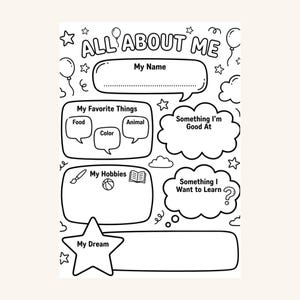 All About Me Worksheet Bundle | My Dream Life & Gratitude Printable | Kids Self-Reflection Activity Pages image 2
