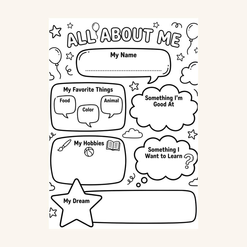 All About Me Worksheet Bundle | My Dream Life & Gratitude Printable | Kids Self-Reflection Activity Pages image 2