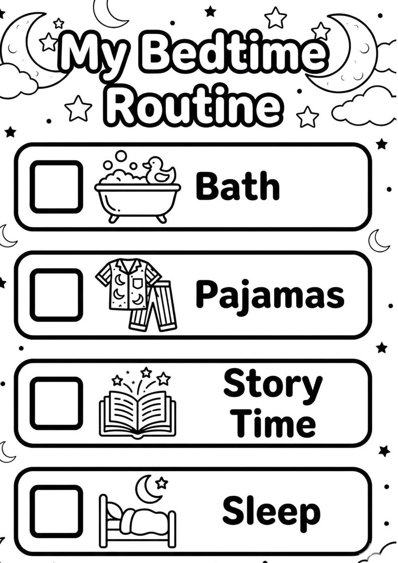 Empty Box Routine Printable Kids Routine Chart | Printable Daily Checklist, Behavior Workbook (A4 ...