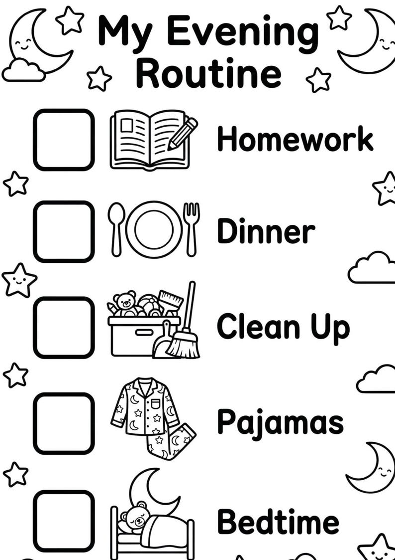 Empty Box Routine Printable Kids Routine Chart | Printable Daily Checklist, Behavior Workbook (A4 ...