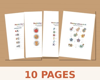 Preschool Alphabet Worksheets | Uppercase Lowercase Matching, Phonics, Maze (Digital Download)