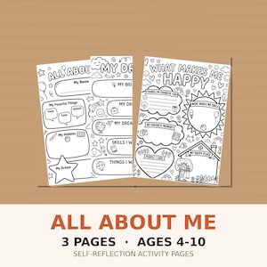 All About Me Worksheet Bundle | My Dream Life & Gratitude Printable | Kids Self-Reflection Activity Pages