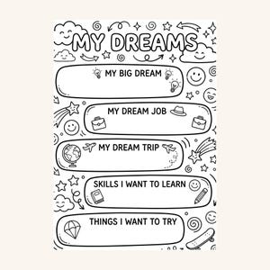 All About Me Worksheet Bundle | My Dream Life & Gratitude Printable | Kids Self-Reflection Activity Pages image 3