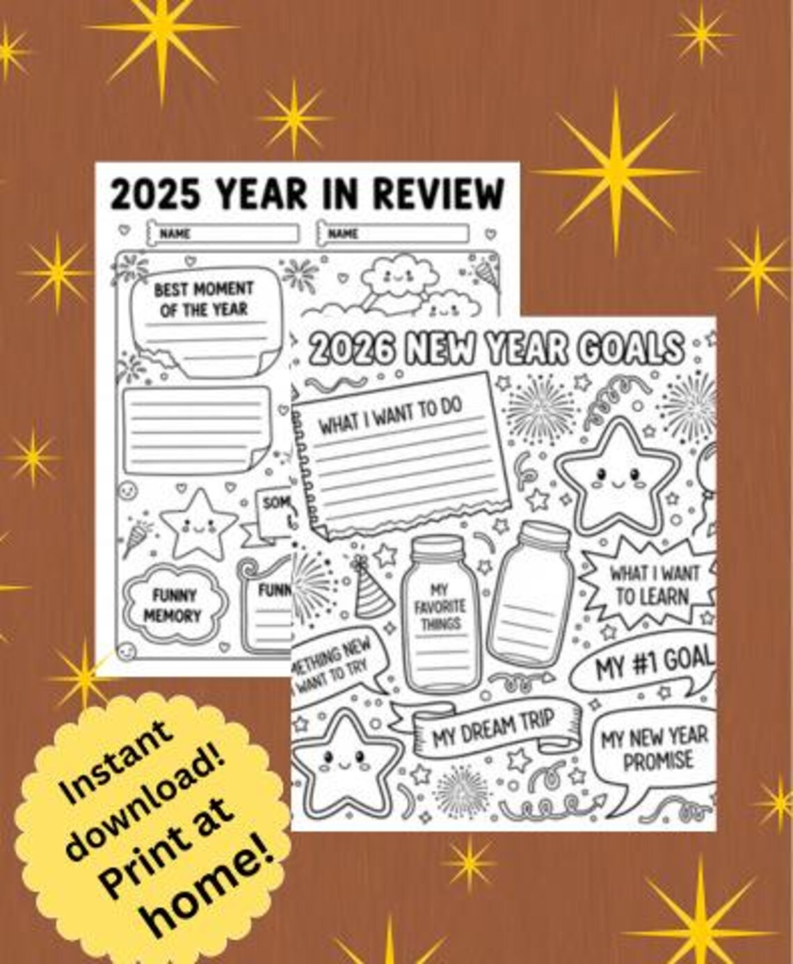 2026 New Year Goals Worksheet, Coloring Vision Board (PDF) - Etsy