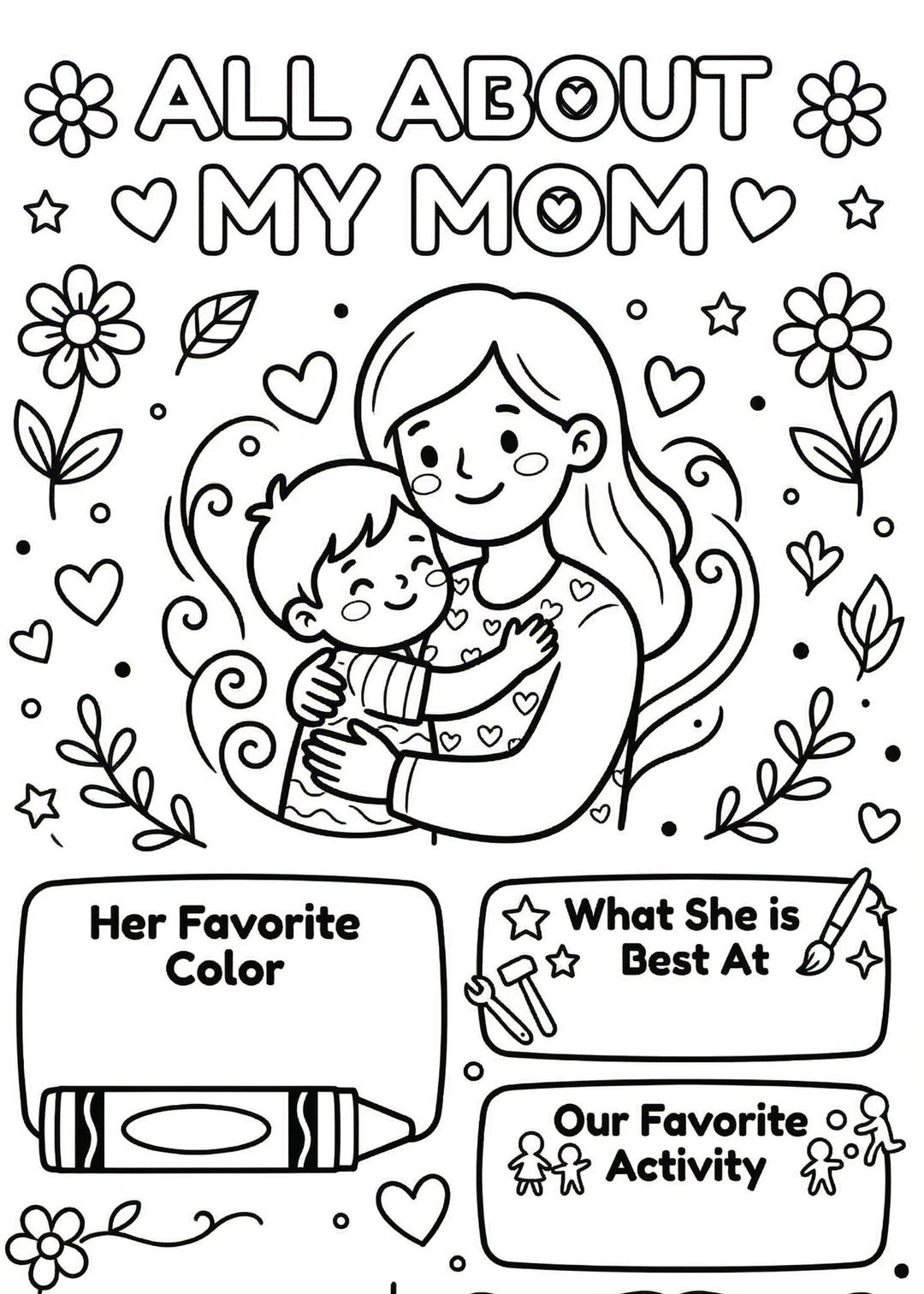 All About My Mom Activity Pack | Mother's Day Coloring Worksheets ...