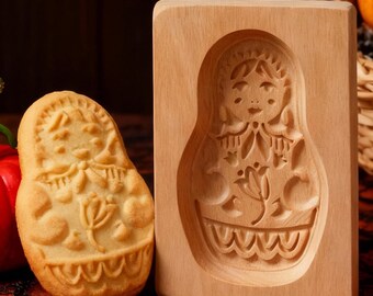 Holiday Biscuit Embosser, Christmas Cookie Cutter, Doll Wooden Mold
