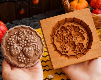 Strawberry Wooden Cookie Cutter, Springerle Embosser, Gifts for Bakers