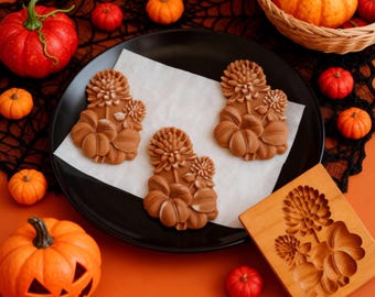 Wooden Flower Cookie Mold, Embossed Baking Tool