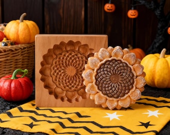Wood Sunflower Cookie Mold, Biacuit Cutter, Flower Baking Tool