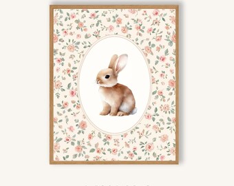 Hase Kinderzimmer Wand Kunst druckbare Baby Zimmer Dekor Vintage Kaninchen Kinderzimmer Druck