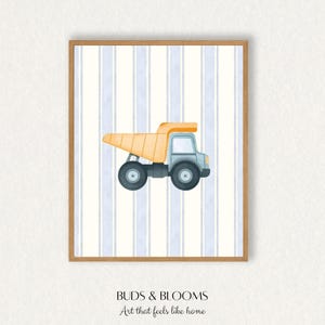 Bauarbeiter Print Kinderzimmer Junge Kipplaster Wand Kunst Printable Blau Kinderzimmer Dekor