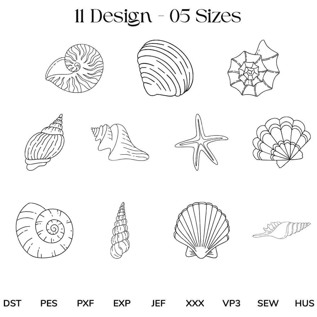 Sea Shells Embroidery Design Pack: Summer Embroidery Files (digital ...