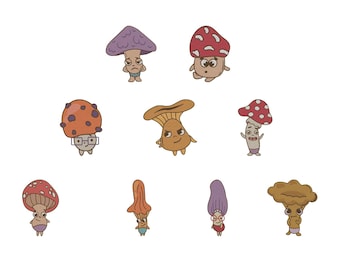 Mushroom Embroidery Design –9 Unique Mushrooms, 5 Sizes, EMB File Included – Instant Download