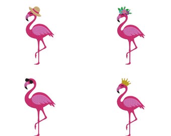 Diseño de bordado de flamenco: Patrón de bordado a máquina (descarga digital, 4 tamaños)