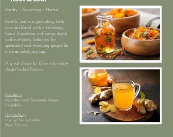 Root and Leaf - Loose leaf tea. made from Calendula, Dandelion leaf, Peppermint & Ginger.