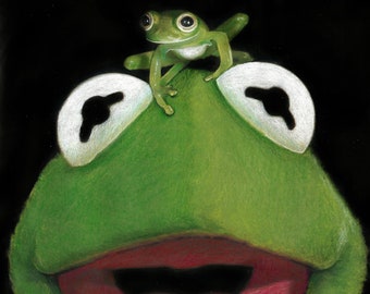KERMIT AND FROG  8 1/2" x 11 1/2" Limited Edition Art Print The Muppets Jim Henson Kermit The Frog