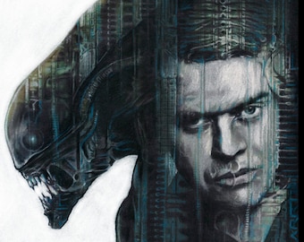 HR GIGER ALIEN  3.5" Squared Sticker Set (3) Xenomorph Alien Aliens Dark Art Movie Sticker Monster