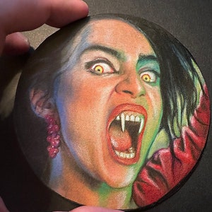 Regine Dandridge Fright Night 2 Vampire Goth Woman by Nathan Anderson Original Artwork Coaster 4"x4" Inches Color Pencil