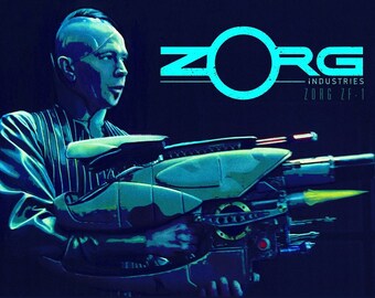 The FIFTH ELEMENT illustrated Art Postcard  Zorg Industries: ZF-1  by Nathan Anderson Gary Oldman Bruce Willis Milla Jovovich Luc Besson
