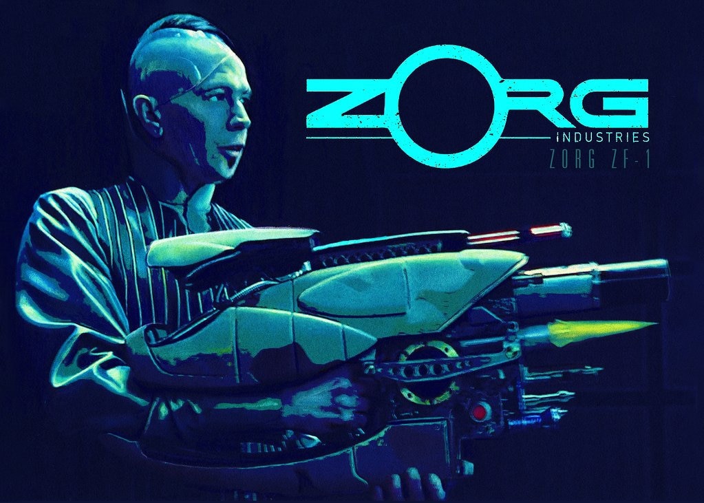 The FIFTH ELEMENT Illustrated Art Postcard Zorg Industries: ZF-1