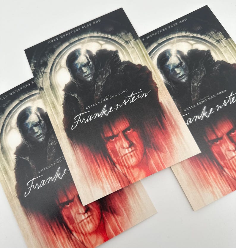 Frankenstein 2025 Art Print Postcard 4”x6” double sided Gothic Victor Guillermo Del Toro image 1