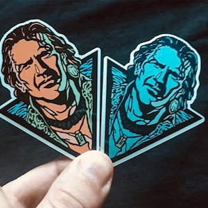 WATERWORLD The Mariner Die Cut  2 1/2&quot;x3&quot; inch Sticker (2 sticker set) Kevin Costner Post Apocalyptic Action Adventure