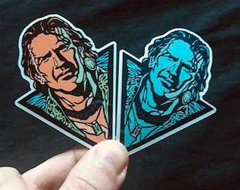 WATERWORLD The Mariner Die Cut  2 1/2"x3" inch Sticker (2 sticker set) Kevin Costner Post Apocalyptic Action Adventure