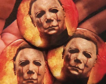 Bouton HALLOWEEN II Michael Myers, film circulaire 2,5 pouces, promo à collectionner par Nathan Anderson NAARRT