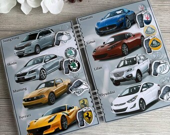Libro de actividades para niños pequeños de Car Brands Learning / Libro de actividades para niños pequeños / Libro tranquilo del alfabeto / Actividades del abecedario para niños pequeños / Libro de actividades del abecedario